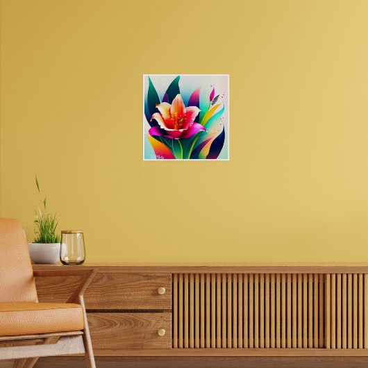 Eine schöne Blume mit farbenfrohen Blätter Poster (Wohnzimmer 2)