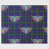 Eine schöne bunte Hochlandkuh auf Tartan. Geschenkpapier (Flach)