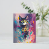 Eine schöne bunte Katze Postkarte (Stehend Vorderseite)