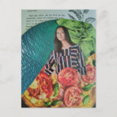 Eine schöne Dame mit Pizza-Collage Postkarte (Vorderseite)
