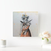 Eine schöne Dame. Quadratische Wanduhr (Zuhause)