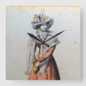 Eine schöne Dame. Quadratische Wanduhr (Vorderseite)