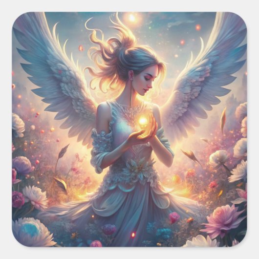 Eine schöne Fee Quadratischer Aufkleber (Vorderseite)