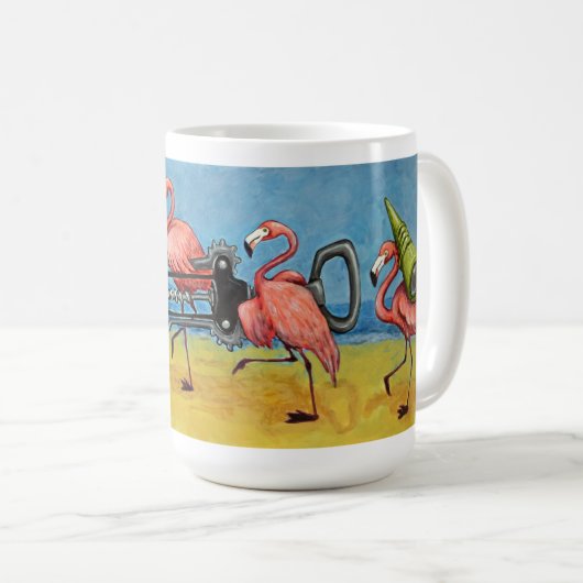 Eine schöne Flamingo-Tasse Kaffeetasse (VorderseiteRechts)
