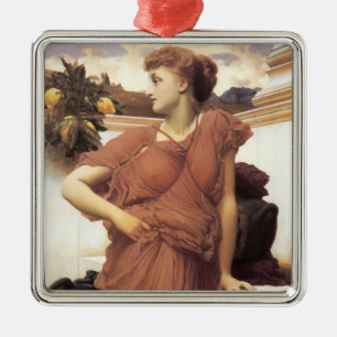 Eine schöne Frau am Springbrunnen Ornament Aus Metall