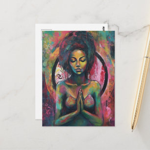 Eine schöne Frau, die betet Postkarte