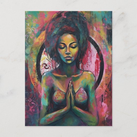 Eine schöne Frau, die betet Postkarte (Vorderseite)