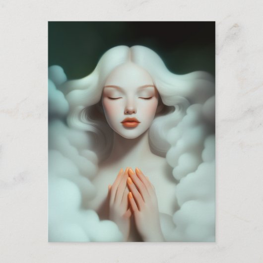 Eine schöne Frau, die in den Wolken meditiert Postkarte (Vorderseite)
