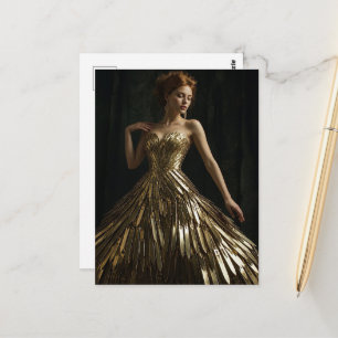 Eine schöne Frau in einem Kleid aus Messern Postkarte