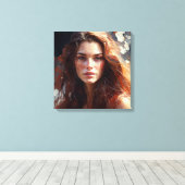 Eine schöne Frau mit langen Haaren Leinwanddruck (Insitu (Holzboden))