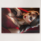 Eine schöne Frau trägt etwas Puzzle (Horizontal)