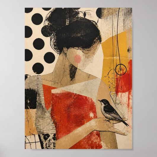 Eine schöne Frau und ein Vogel Poster (Vorne)