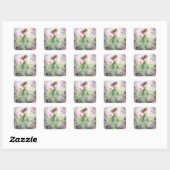 Eine schöne Frühlingsfee Quadratischer Aufkleber (Blatt)