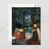 Eine schöne Halloween-Hexe Postkarte (Vorne/Hinten)