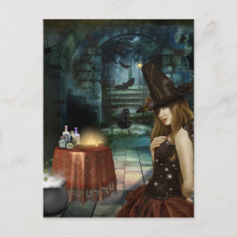 Eine schöne Halloween-Hexe Postkarte