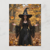 Eine schöne Hexe im Herbst Postkarte (Vorderseite)