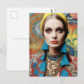 Eine schöne Hippie-Frau Postkarte (Vorne/Hinten)