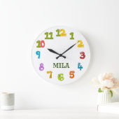 Eine schöne Kinderuhr mit Ihrem Namen darauf Große Wanduhr (Zuhause)