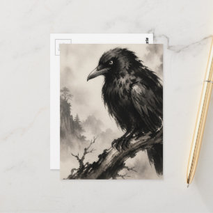 Eine schöne Krähe auf einem Ast Postkarte