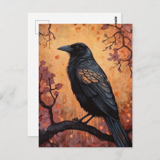 Eine schöne Krähe Postkarte (Vorne/Hinten)