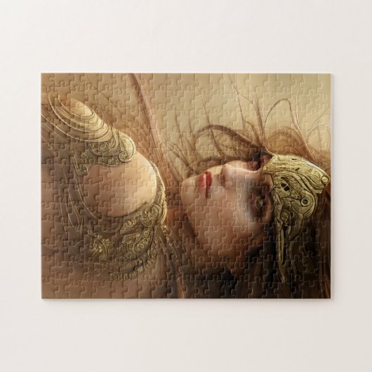 Eine schöne Kriegerin in Goldrüstung Puzzle (Horizontal)