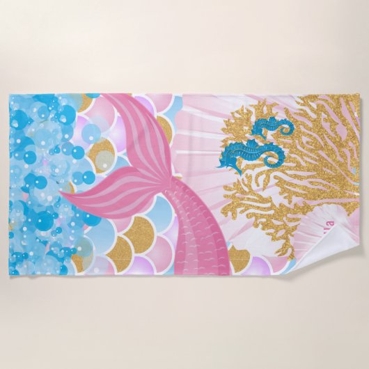 Eine schöne Meerjungfrau 🧜 ‍ ♀️ Leben Strandtuch (Vorderseite)