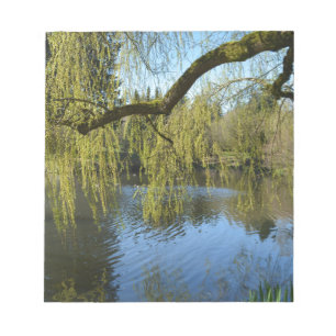 eine schöne Quelle Weiden Bäume am Wasserteich. Notizblock