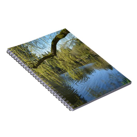 eine schöne Quelle Weiden Bäume am Wasserteich. Notizblock (Rechte Seite)