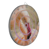 Eine schöne rosa Flamingo-Regelung Dartscheibe (Vorderseite Links)