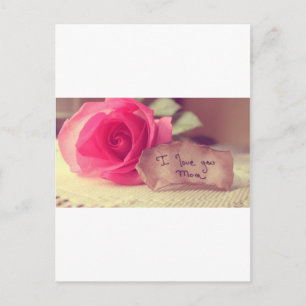 Eine schöne Rosa Rose sagt I-Liebe-You-Mama Geburt Postkarte