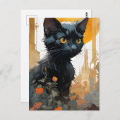 Eine schöne schwarze Katze Postkarte (Vorne/Hinten)