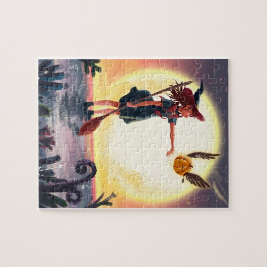 Eine schöne Teenagerhexe wird mit ihrem Zimmer ges Puzzle (Horizontal)