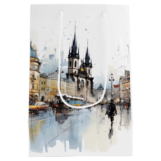 Eine schöne Touch der tschechischen Hauptstadt Mittlere Geschenktüte (Rückseite)