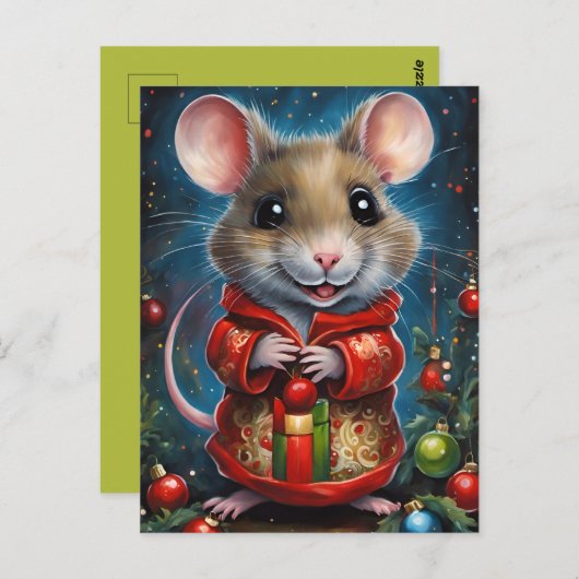 Eine schöne Weihnachtsmaus Postkarte (Vorne/Hinten)
