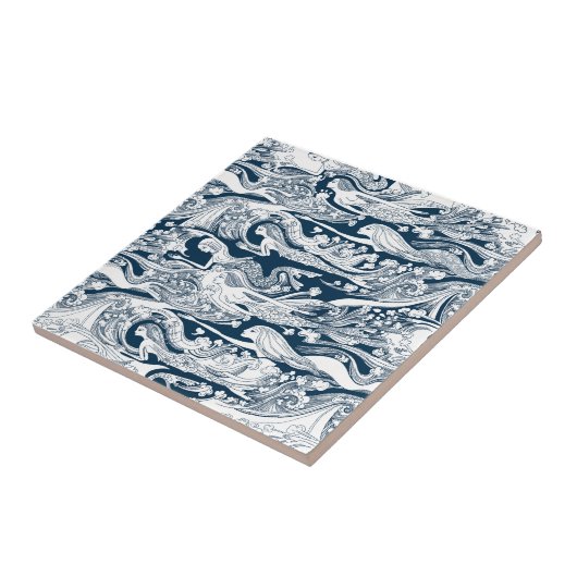 Eine Schule des Meerjungfrau-Schwimmens vorbei Fliese (Seite)