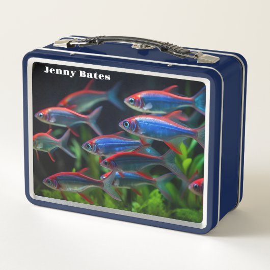 Eine Schule in Neon Metall Brotdose (Rückseite)