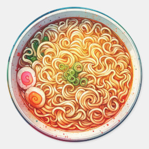 Eine Schüssel Ramen Noodles Runder Aufkleber