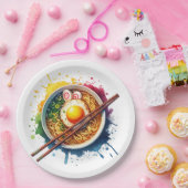 Eine Schüssel Ramen Noodles und Chopsticks Pappteller (Party)