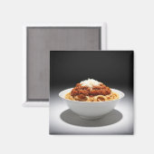 Eine Schüssel Spaghetti Bolognese im dunklen Hinte Magnet (Vorderseite/Rückseite)