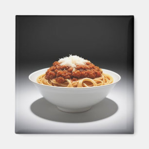 Eine Schüssel Spaghetti Bolognese im dunklen Hinte Magnet