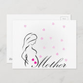 Eine schwangere Mutter, die zu sein hat, mit einem Postkarte (Vorne/Hinten)