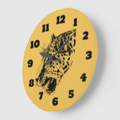 Eine Schwarz-Gelb-Blatt-Leopard-Illustration Große Wanduhr (Winkel)