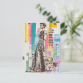 Eine Schwarz-Weiß-Kleidermode-Dame Collage Postkarte (Stehend Vorderseite)