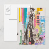 Eine Schwarz-Weiß-Kleidermode-Dame Collage Postkarte (Vorne/Hinten)