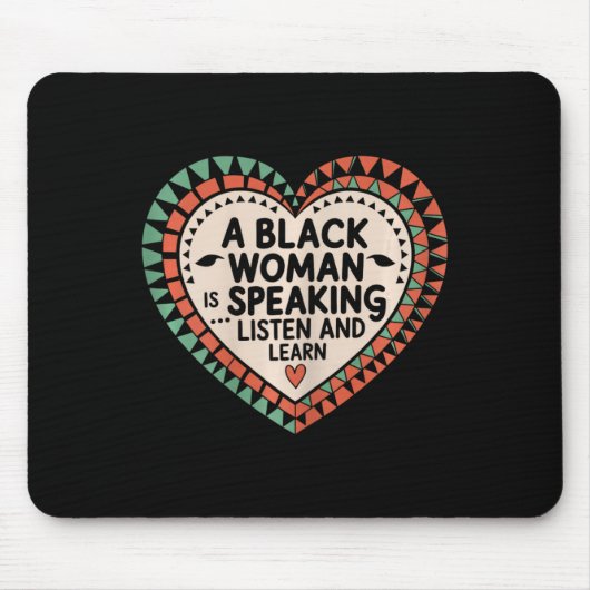 Eine schwarze Frau hört zu und lernt Junetee Mousepad (Vorne)