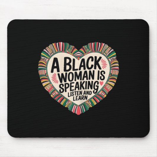 Eine schwarze Frau hört zu und lernt Junetee Mousepad (Vorne)