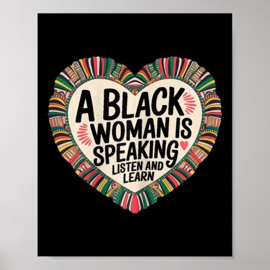 Eine schwarze Frau hört zu und lernt Junetee Poster (Vorne)