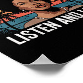 Eine schwarze Frau hört zu und lernt Junetee Poster (Ecke)