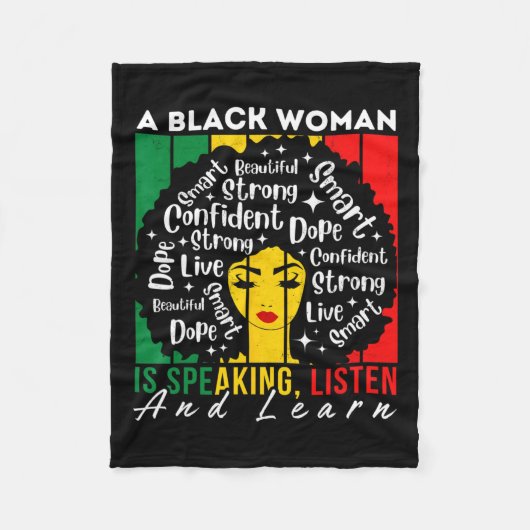 Eine schwarze Frau hört zu und lernt, wer weiß Fleecedecke (Vorderseite)