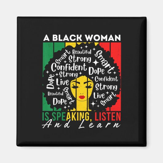 Eine schwarze Frau hört zu und lernt, wer weiß Magnet (Vorne)